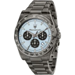 r8873652004 maserati patterned dial watch men blue metal stainless steel gray strap quartz battery analog chronograph velocita