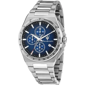 r8873653003 maserati patterned dial watch men blue metal stainless steel silver strap quartz battery analog chronograph velocita