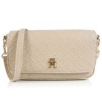 Tommy Hilfiger Beige Monogram Embossed Women’s Crossbody Bag with Gold Hardware | Watches Prime