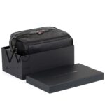 Tommy Hilfiger Black Leather Mens Clutch Bag Gift Box Patterned Logo | Watches Prime