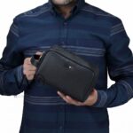 Tommy Hilfiger Black Mens Clutch Leather Bag Gift Box Mercedes Benz Edition | Watches Prime