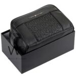 Tommy Hilfiger Leather Mens Clutch Black Bag Gift Box Patterned Logo | Watches Prime