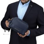 Tommy Hilfiger Navy Blue Leather Mens Clutch Bag Gift Box | Watches Prime