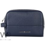 Tommy Hilfiger Navy Blue Leather Mens Clutch Bag Gift Box | Watches Prime