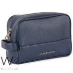 Tommy Hilfiger Navy Blue Leather Mens Clutch Bag Gift Box | Watches Prime