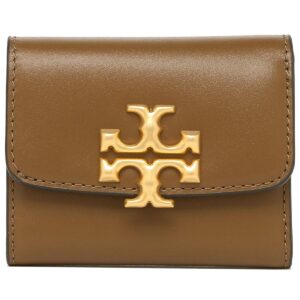 tory burch camel leather women mini wallet gold logo