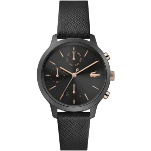2001153 lacoste watch 12 12 women black dial leather strap