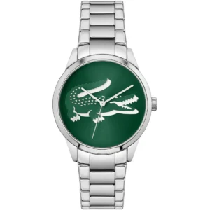 2001190 lacoste watch ladycroc women green dial silver stainless steel strap