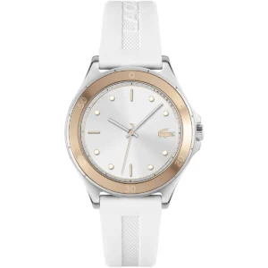 2001225 lacoste watch swing women silver dial white rubber strap