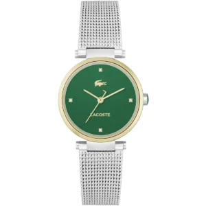 2001348 lacoste watch orba women green dial silver stainless steel strap mesh