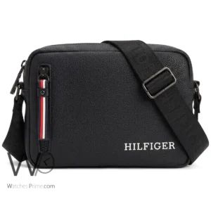 black tommy hilfiger pebbled crossbody reporter bag 2