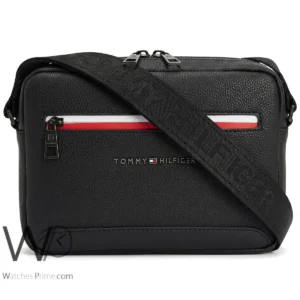 Tommy Hilfiger Black Pebbled Monogram Bag | Watches Prime