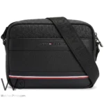 Tommy Hilfiger Black Pebbled Monogram Bag | Watches Prime