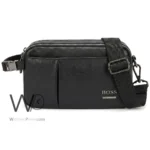 BOSS Black Textured Leather Crossbody Bag | Watches Prime