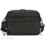 BOSS Men's Black Crossbody Bag with Embossed Logo | Watches Prime