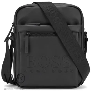 HUGO BOSS Black Matte Messenger Crossbody Bag | Watches Prime