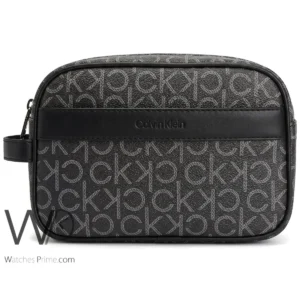 calvin klein men grey monogram pouch bag