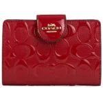 COACH Red Patent Leather Zip Wallet CV414 | Watches Prime
