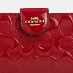 COACH Red Patent Leather Zip Wallet CV414 | Watches Prime