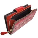 COACH Red Patent Leather Zip Wallet CV414 | Watches Prime