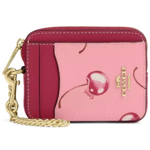 coach womens cherry signature zip card case cr832 imwq1