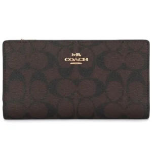 coach womens dark brown signature slim long wallet c8714 imaa8 product image