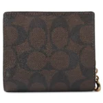 COACH Signature Canvas Snap Wallet CW789 - Brown | Watches Prime