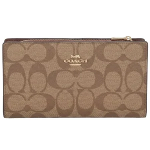 coach womens signature khaki slim long wallet c8714 product image