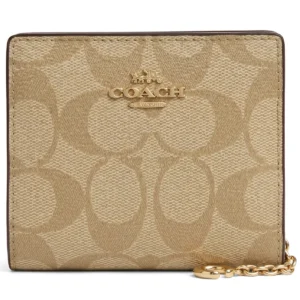 coach womens signature snap wallet khaki saddle c3309 ims5u