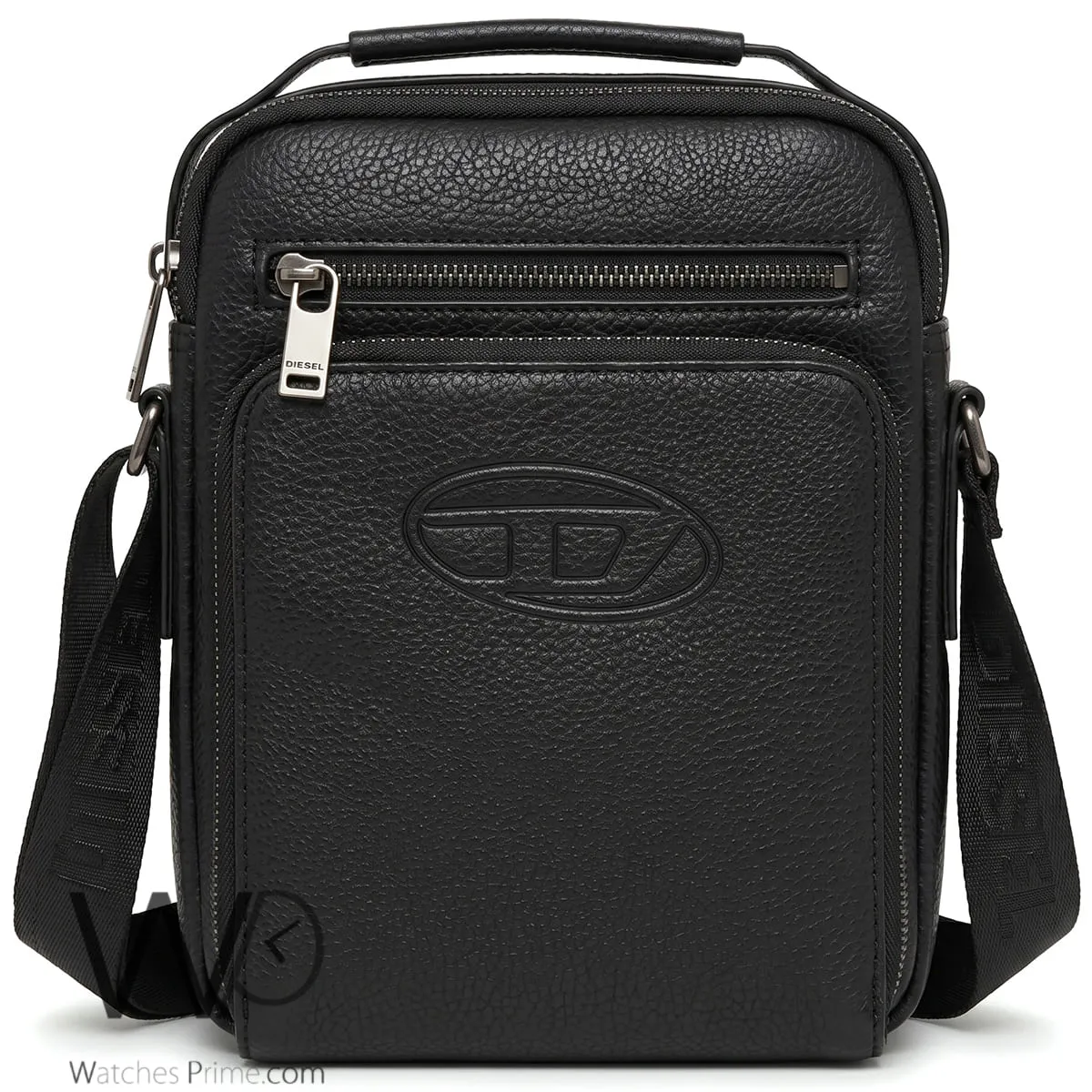 DIESEL Black Textured Crossbody Bag | Watches Prime DIESEL Black Textured Crossbody Bag | Watches Prime