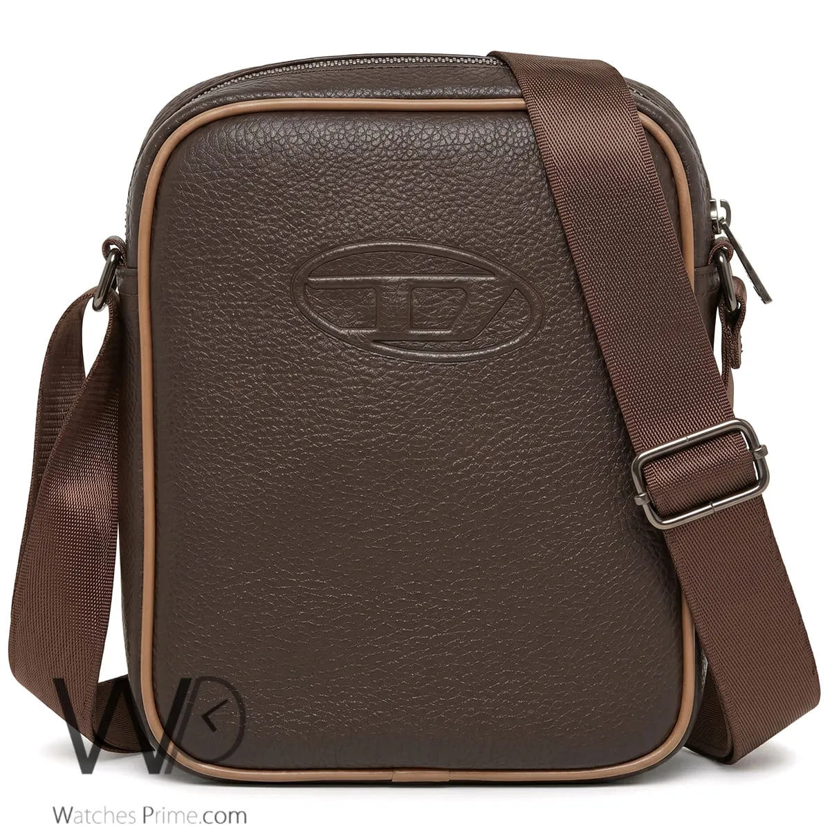 Diesel Brown Textured Crossbody Bag