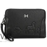 شنطة باوتش هيرميس Hermès أسود بنقشة خيل | واتشز برايم