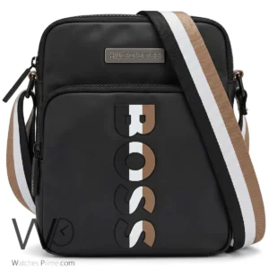 HUGO BOSS Black Matte Messenger Crossbody Bag | Watches Prime