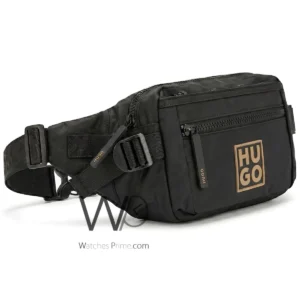 HUGO Black Technical Waist Bag | Red Logo | Watches Prime