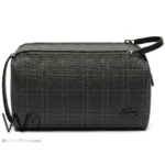 Lacoste Grey Plaid Double-Zip Toiletry Bag | Watches Prime