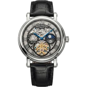 ساعة باتيك فيلليب Patek Philippe رجالي بميناء أسود وسوار فضي