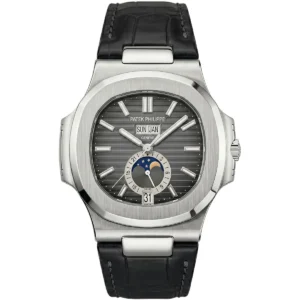 ساعة باتيك فيليب Patek Philippe رجالي ناوتيلوس Nautilus بميناء رمادي