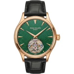 ساعة باتيك فيليب Patek Philippe رجالي ذهبي وردي بميناء أخضر
