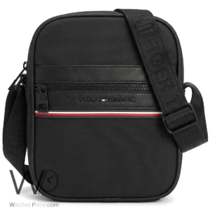Lacoste Black Men's Textured Crossbody Bag | Watches Prime