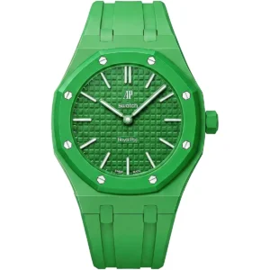 ساعة اوديمار بيجيه سواتش Audemars Piguet x Swatch موديل Royal Pop GREEN EIGHT رقم الموديل SSX03G100N للجنسين باللون الأخضر