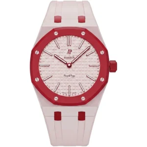 ساعة اوديمار بيجيه سواتش Audemars Piguet x Swatch موديل Royal Pop OTTO ROSSO رقم الموديل SSX03R100N للجنسين باللون الوردي والأحمر