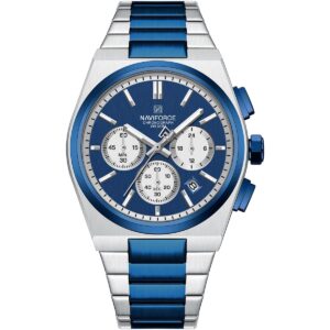 nf8048g s be be naviforce watch men blue dial stainless steel metal silver strap quartz battery analog chronograph for dream