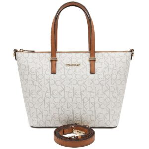 brown khaki white women calvin klein shoulder bagtote bag