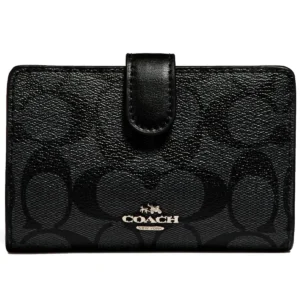 coach womens signature canvas medium corner zip wallet f23553