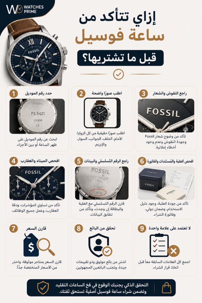 إزاي تعرف ساعة فوسيل تقليد (هاي كوبي) من الأصلية؟ 8 علامات تساعدك تتأكد | واتشز برايم إزاي تعرف ساعة فوسيل تقليد (هاي كوبي) من الأصلية؟ 8 علامات تساعدك تتأكد | واتشز برايم