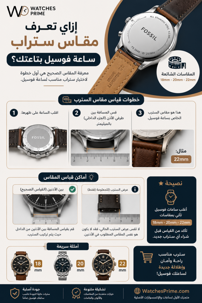 مقاسات ستراب ساعات فوسيل (18/20/22 مم) وطريقة تغييره بنفسك مقاسات ستراب ساعات فوسيل (18/20/22 مم) وطريقة تغييره بنفسك
