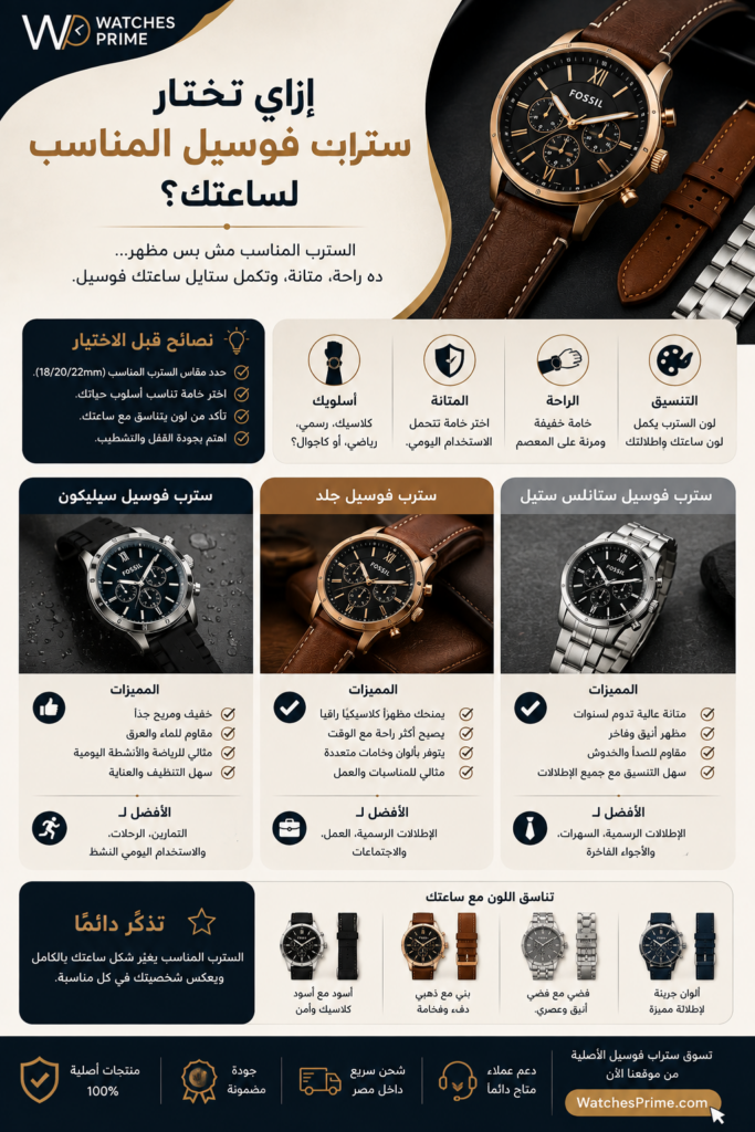 مقاسات ستراب ساعات فوسيل (18/20/22 مم) وطريقة تغييره بنفسك مقاسات ستراب ساعات فوسيل (18/20/22 مم) وطريقة تغييره بنفسك