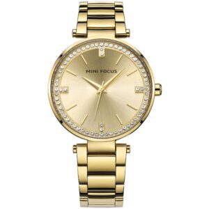 mf0031l 01 mini focus watch women gold dial stainless steel strap crystals