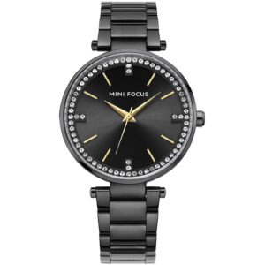 mf0031l 02 mini focus watch women black dial stainless steel strap crystals