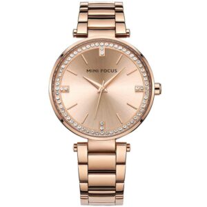 mf0031l 04 mini focus watch women rose gold dial stainless steel strap crystals